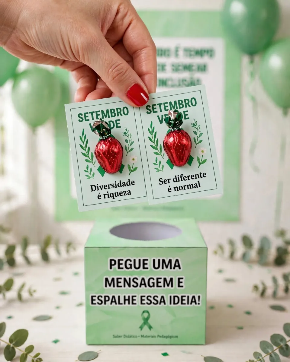 Caixa Setembro Verde - Mensagens de Inclusão — amostra 2: Uma lembrancinha cheia de significado para marcar o mês da inclusão