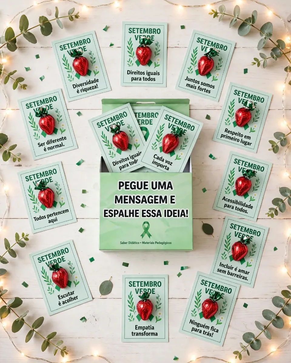 Caixa Setembro Verde - Mensagens de Inclusão — amostra 3: Uma lembrancinha cheia de significado para marcar o mês da inclusão