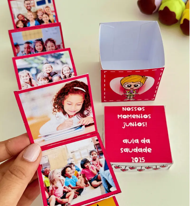 Caixinha das Fotos: lembrancinha para o fim do ano letivo — amostra 3: Como usar na escola