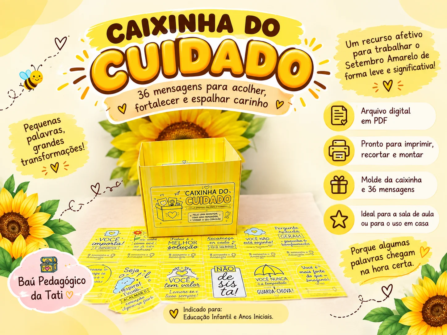 Caixinha do Cuidado – 36 Mensagens | Setembro Amarelo — capa do material