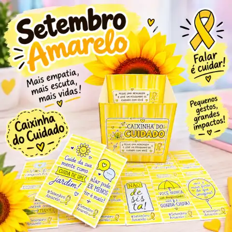 Caixinha do Cuidado: Mensagens Positivas - Setembro Amarelo — capa do material
