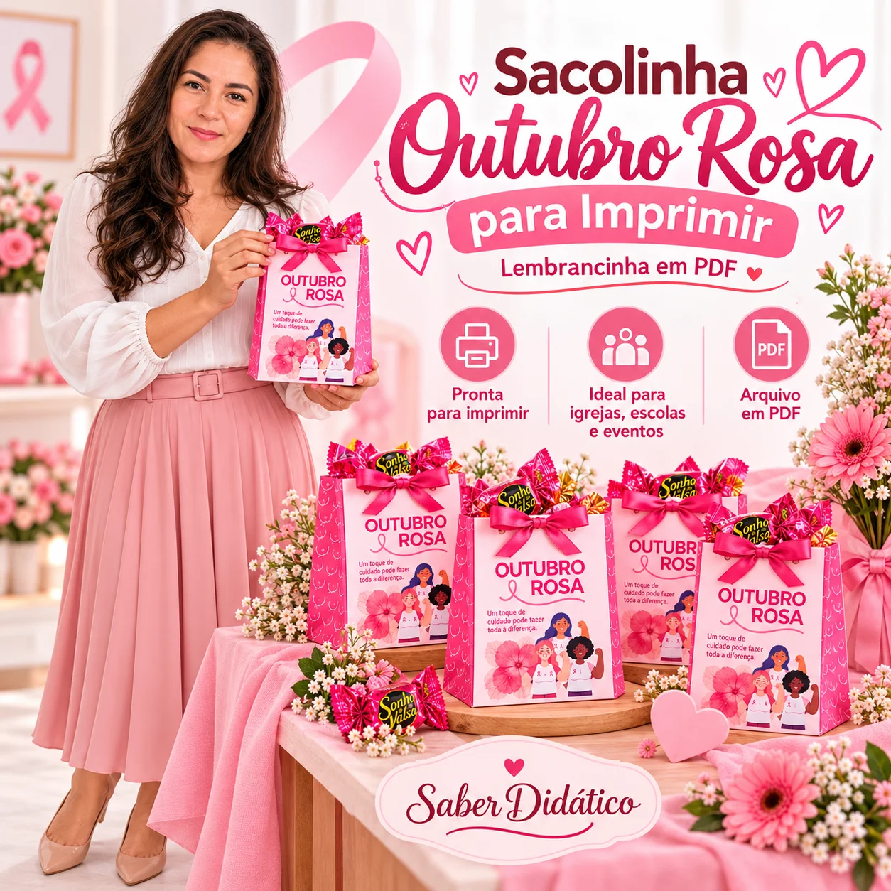 Caixinha Outubro Rosa para Imprimir – Lembrancinha em PDF — amostra 1: Caixinha Outubro Rosa para Imprimir – Lembrancinha…