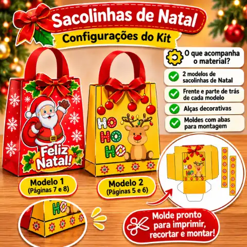 Caixinhas de Natal para imprimir – Kit com duas embalagens — amostra 3: Como usar em sala Caixinhas de Natal para imprimir – Kit com duas embalagens — amostra 3: Como usar em sala