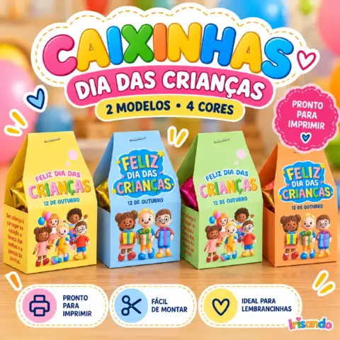 Caixinhas Dia das Crianças – 2 Modelos em 4 Cores — amostra 1: CAIXINHAS DIA DAS CRIANÇAS Caixinhas Dia das Crianças – 2 Modelos em 4 Cores — amostra 1: CAIXINHAS DIA DAS CRIANÇAS