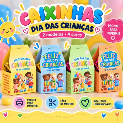 Caixinhas Dia das Crianças – 2 Modelos em 4 Cores — capa do material