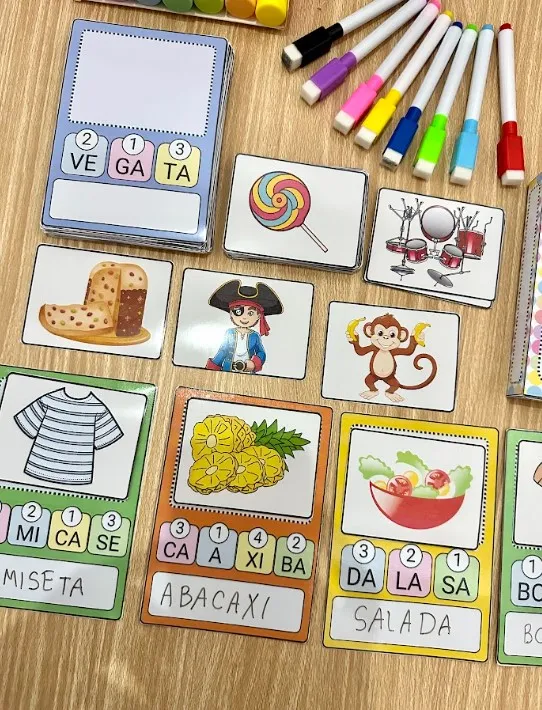 Calculadora das Palavras: 48 Fichas de Sílabas — amostra 5: 48 fichas para organizar sílabas e formar palavras