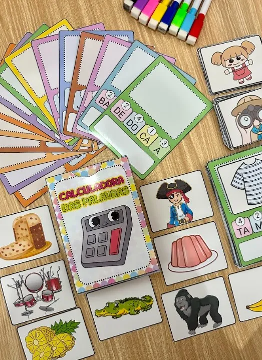Calculadora das Palavras: 48 Fichas de Sílabas — Atividades para 1º ano: 48 fichas para organizar sílabas e formar palavras