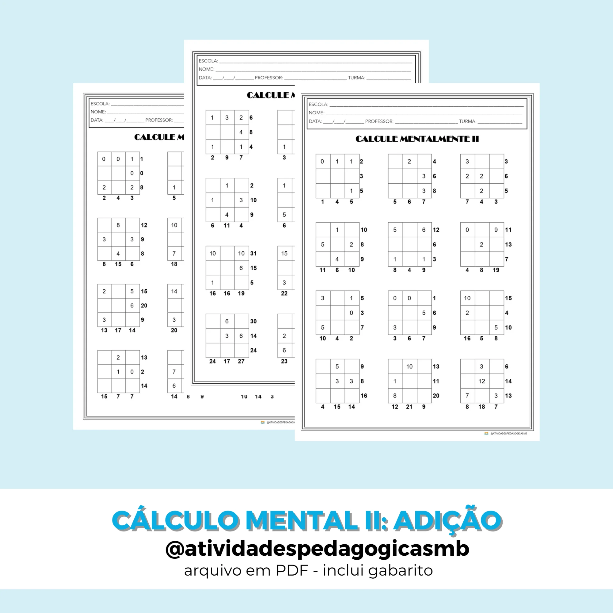 Cálculo Mental de Adição - combo 2 (PDF) — capa do material