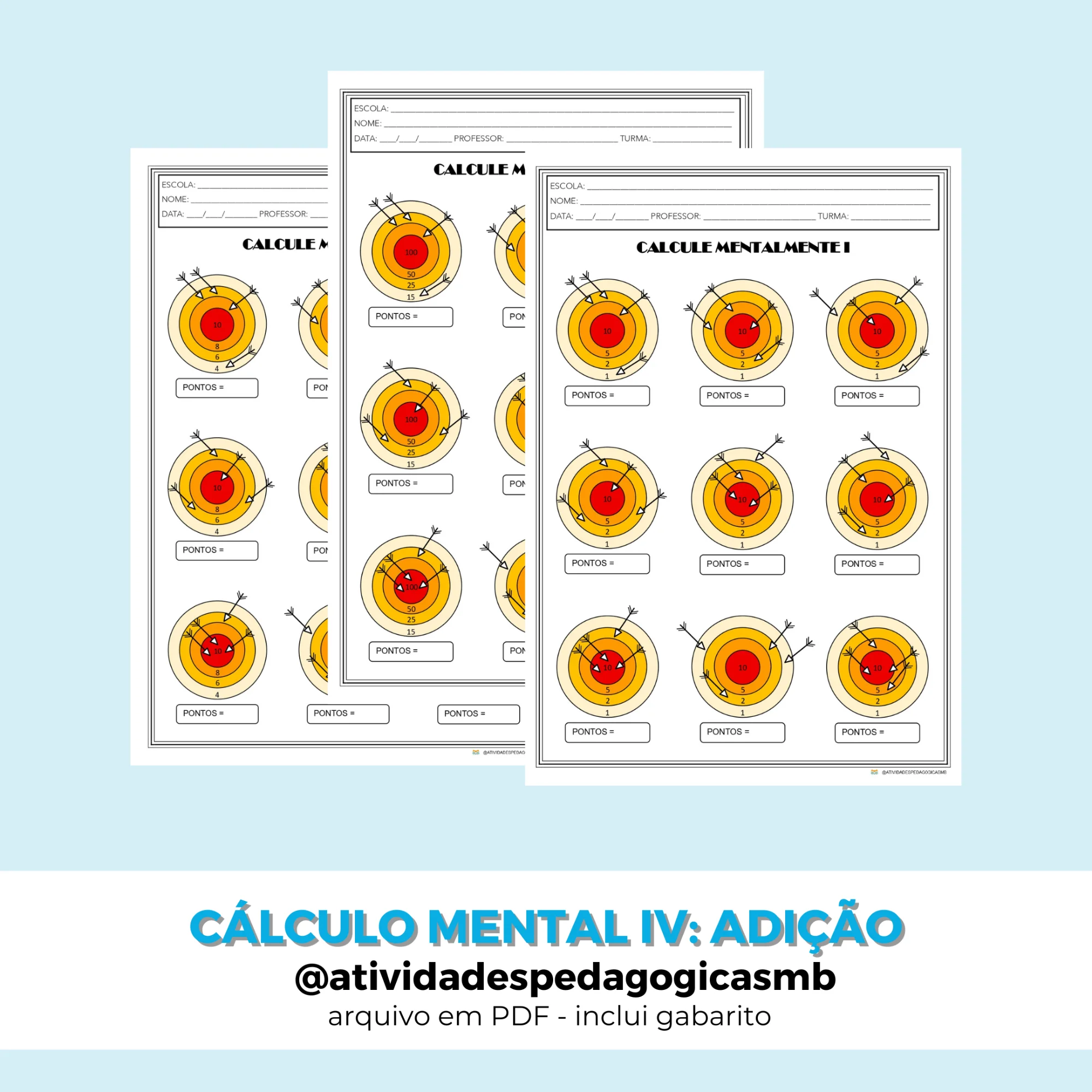 Cálculo Mental de Adição - combo 4 (PDF) — capa do material