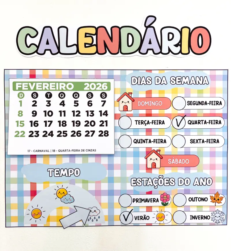 Calendário 2026 para imprimir: painel para a rotina escolar — Atividades para Educação Infantil: Trabalhe a passagem dos…