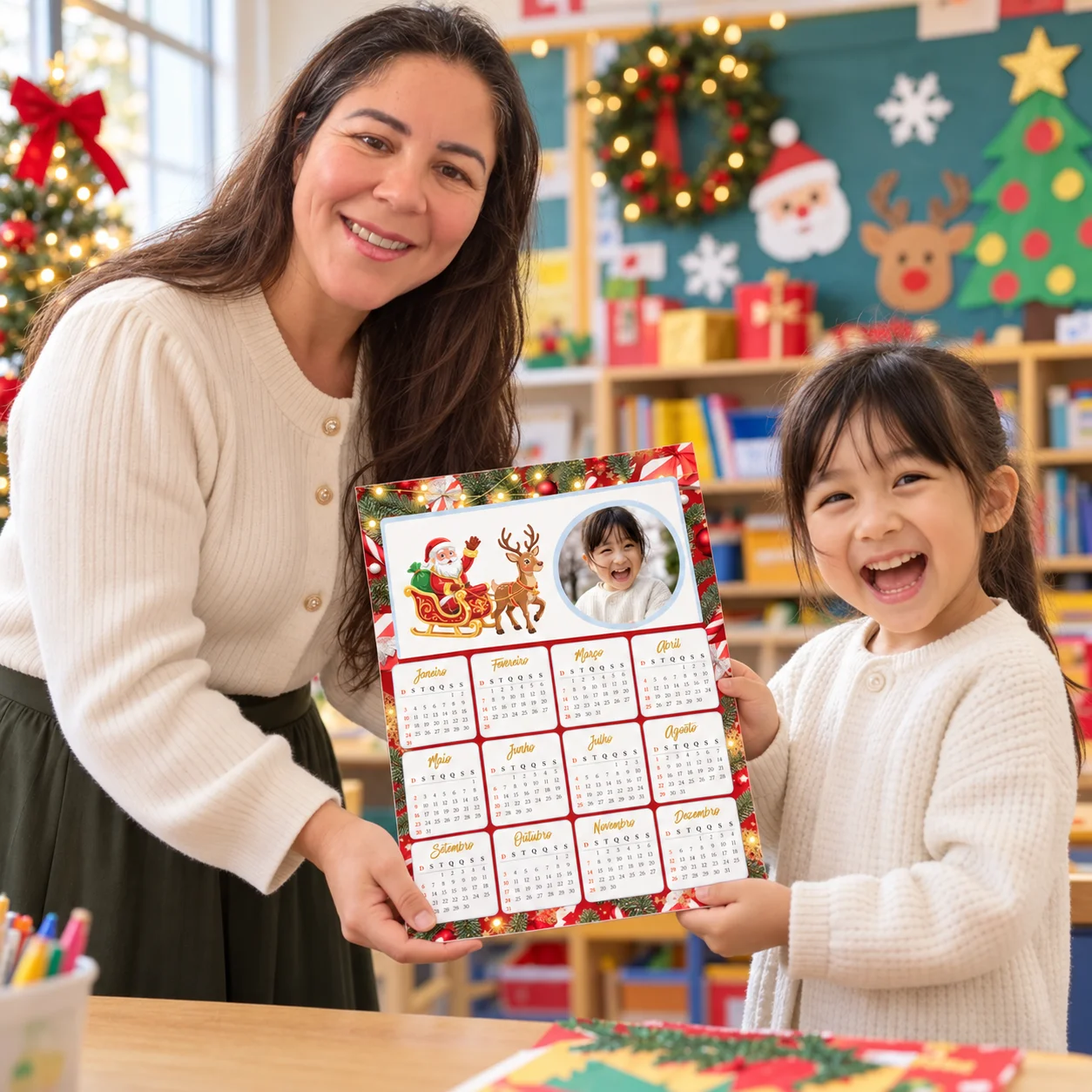 Calendário 2027 para Imprimir – Natal com Foto Editável no Word — amostra 2: O que está incluso no material?