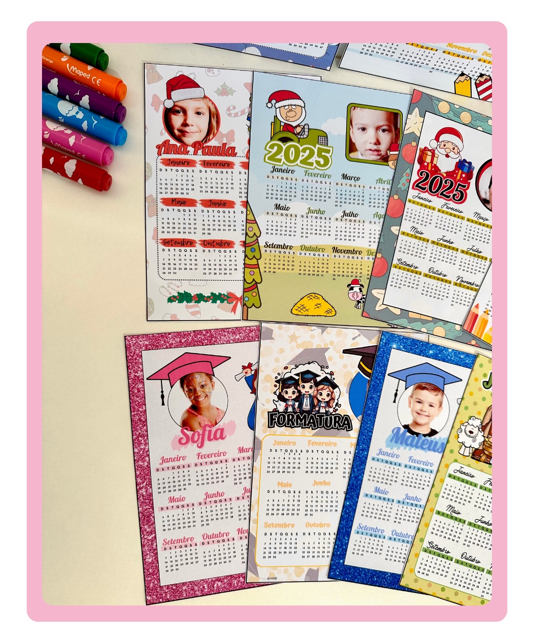 Calendário de 2025 com foto para imprimir — amostra 3: Uma lembrança personalizada para o ambiente escolar