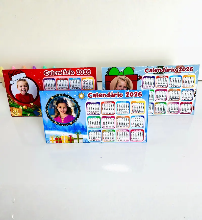 Calendário de Mesa 2026 Editável com Foto para Lembrancinha Escolar — amostra 2: O que acompanha o material