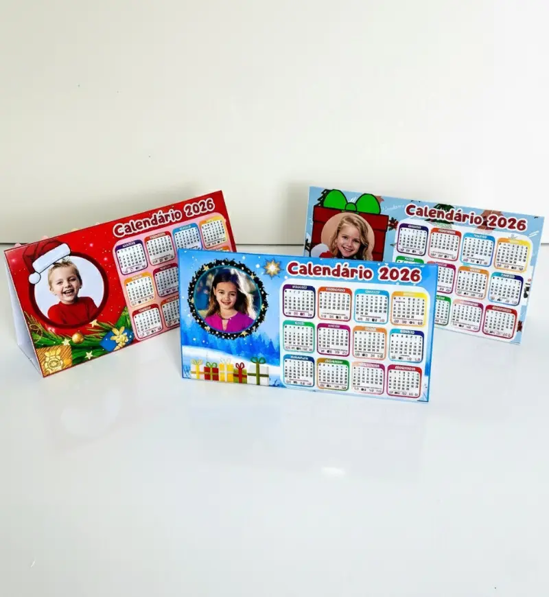 Calendário de Mesa 2026 Editável com Foto para Lembrancinha Escolar — Atividades para Educação Infantil: Personalize uma…