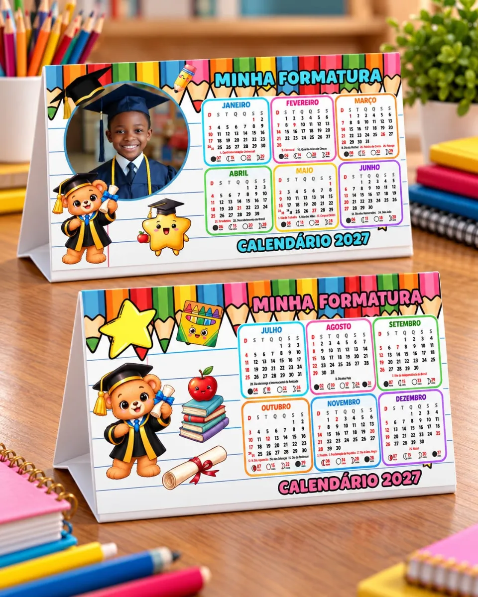 Calendário de mesa formatura em PDF para imprimir — Outros para Todas as séries: Calendário de mesa com tema de formatura…