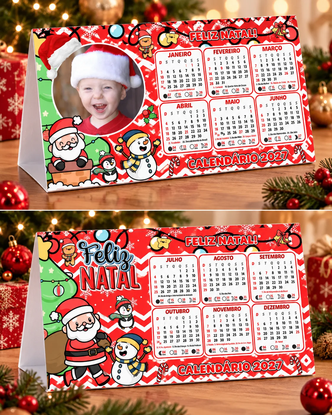 CALENDÁRIO DE MESA NATALINO – EDITÁVEL NO CANVA — amostra 1: Deixe o Natal ainda mais especial com calendários de mesa…