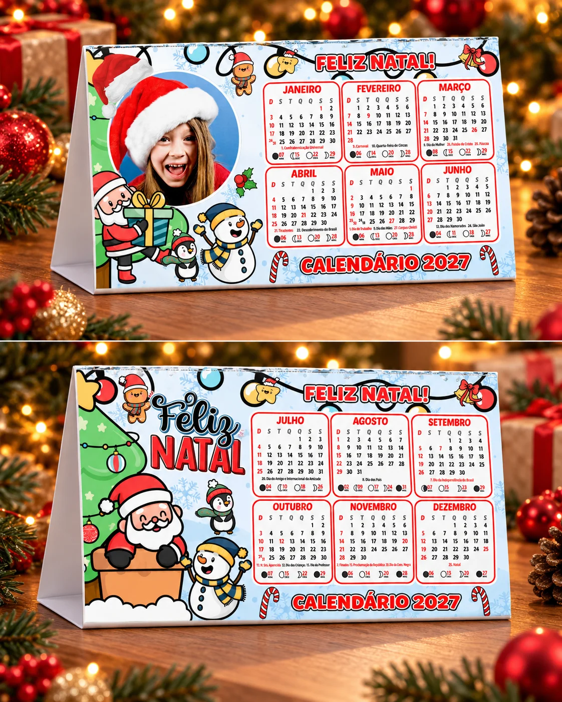 CALENDÁRIO DE MESA NATALINO – EDITÁVEL NO CANVA — amostra 4: Deixe o Natal ainda mais especial com calendários de mesa…