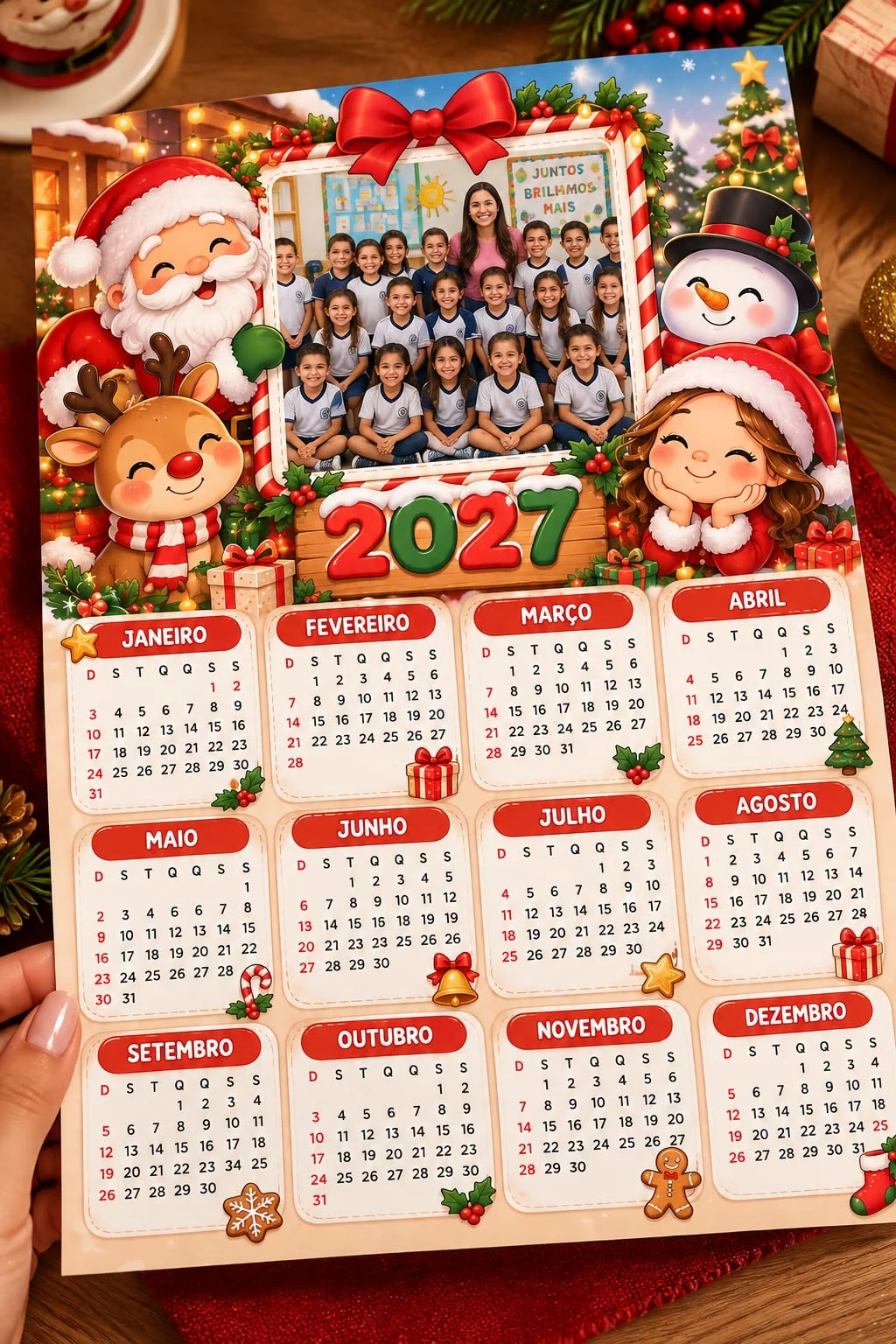 Calendário de Natal 2027 Editável para Imprimir — capa do material
