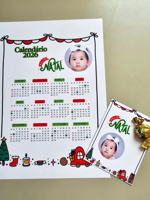 Calendário de Natal + cartão editável — capa do material
