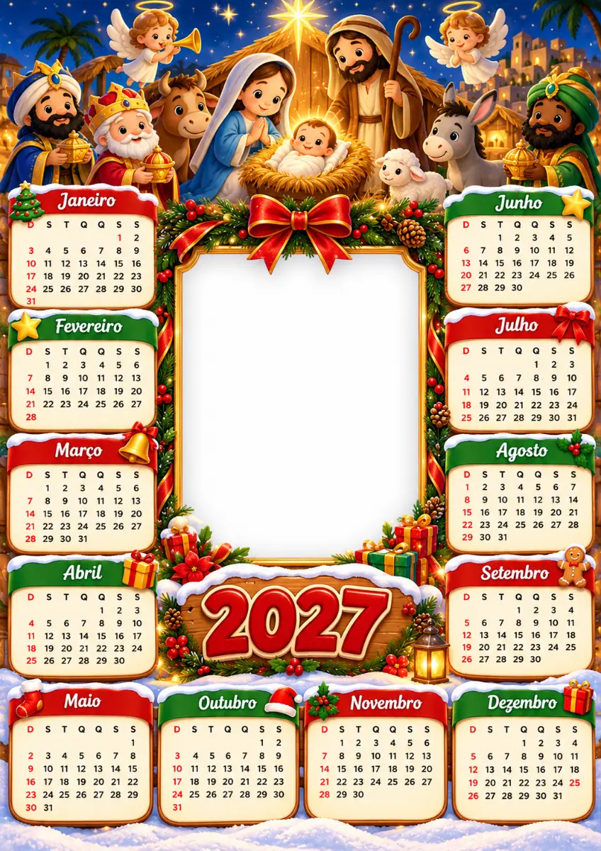 Calendário de Natal Decorativo em PDF — Português para Ensino Fundamental I (1º–5º): Calendário de Natal, para apoiar a…