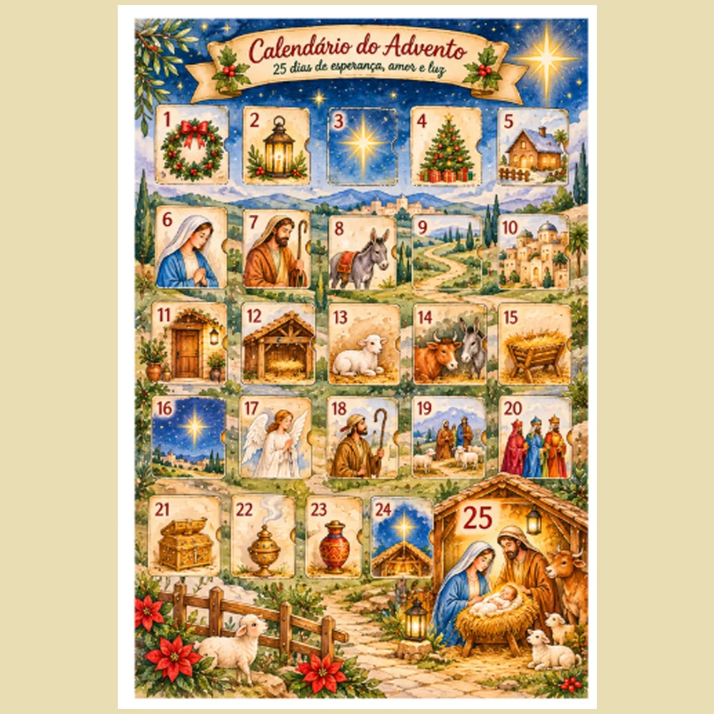 CALENDÁRIO DO ADVENTO - 25 Dias de Esperança, Amor e Luz — amostra 2: Ideal para decorar a casa, criar momentos especiais…
