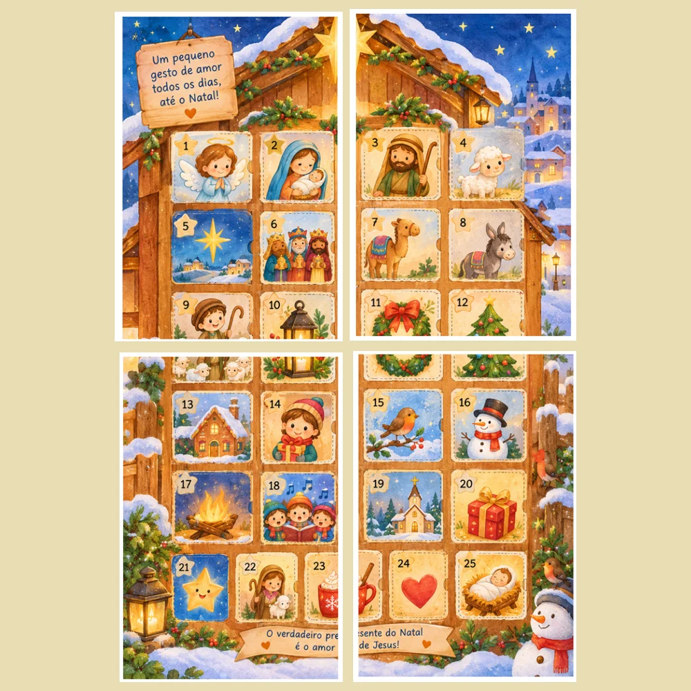 CALENDÁRIO DO ADVENTO - 25 Dias de Esperança, Amor e Luz (infantil) — amostra 1: Prepare-se para viver a magia do Natal de…