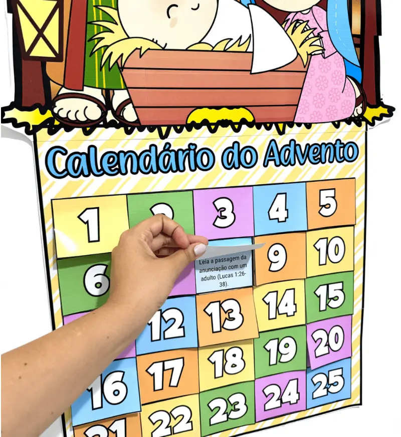 Calendário do Advento com Presépio: Cartaz em PDF para Imprimir — amostra 5: Trabalhe o Natal cristão com um calendário do…