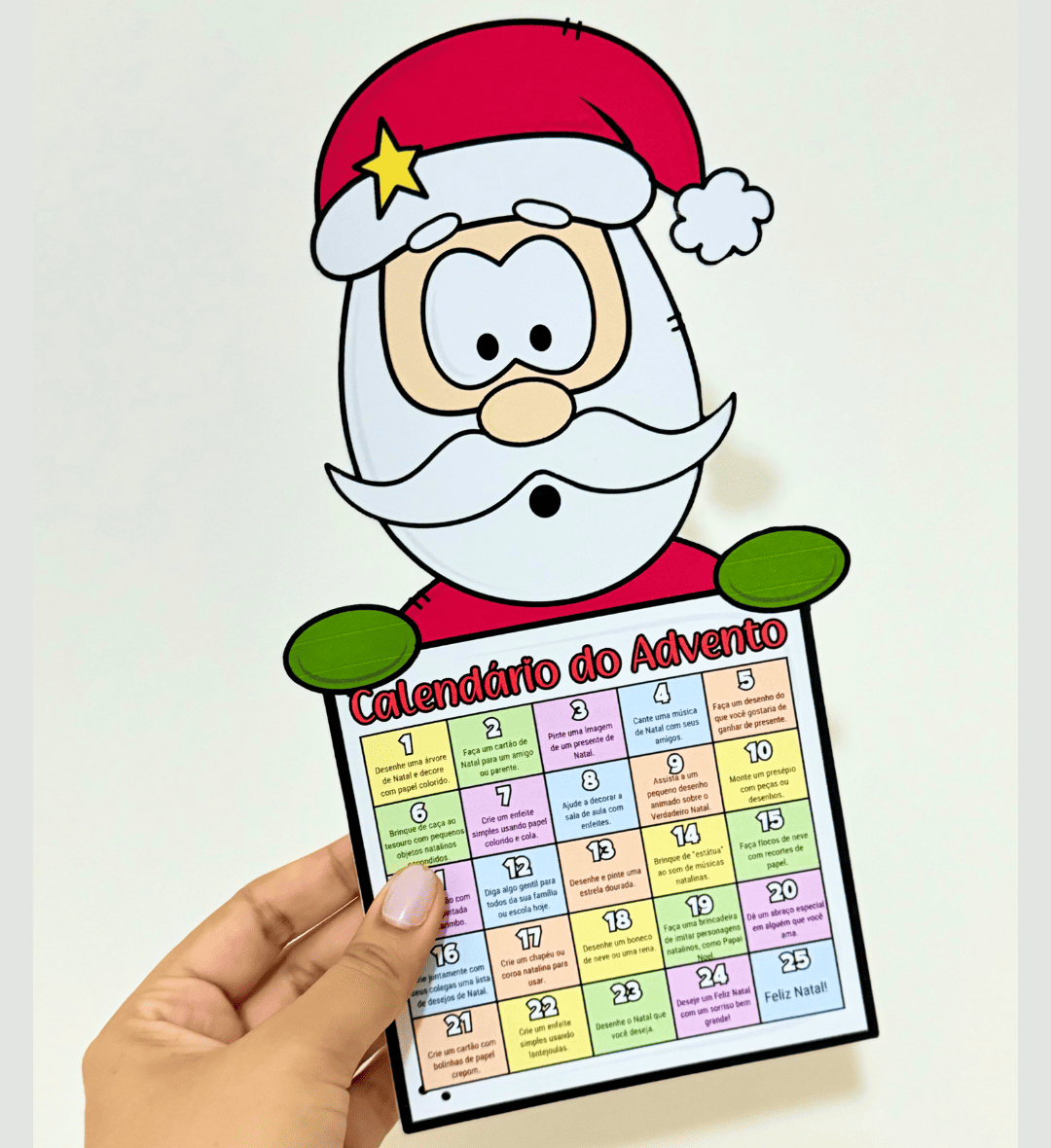 Calendário do Advento Papai Noel: Cartaz Natalino em PDF — amostra 2: O que está incluído no material