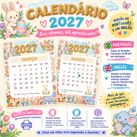 Calendário Escolar 2027 Infantil PDF para Imprimir — capa do material