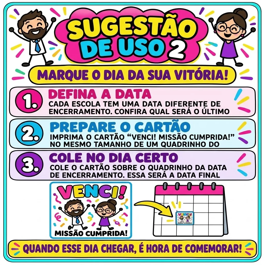 Calendário Escolar Contagem Regressiva Encerramento do Ano Letivo PDF — amostra 2: Calendário interativo para contagem…