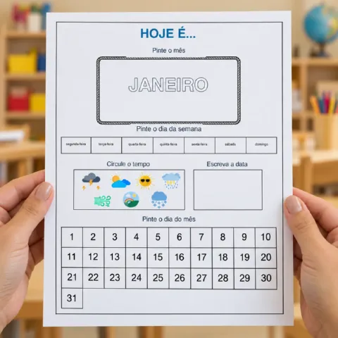 Calendário Infantil Ilustrado: Dias, Meses, Semanas — amostra 1: Ano escolar