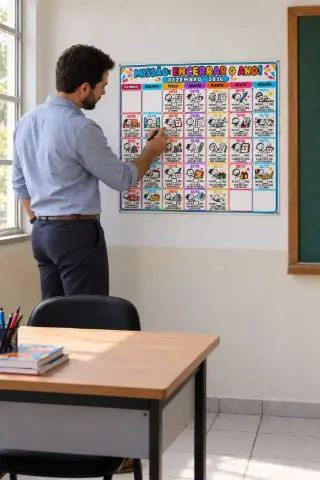 Calendário Missão Terminar o Ano Letivo — amostra 2: Calendários de novembro e dezembro com contagem regressiva e proposta…