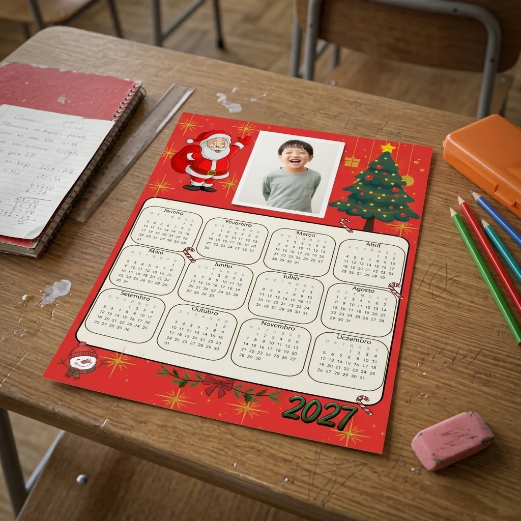 Calendário Natalino 2027 - Personalizável no Canva — amostra 1: 🎅🎄 CALENDÁRIO NATALINO 2027 — UMA LEMBRANÇA PERSONALIZADA! Calendário Natalino 2027 - Personalizável no Canva — amostra 1: 🎅🎄 CALENDÁRIO NATALINO 2027 — UMA LEMBRANÇA PERSONALIZADA!
