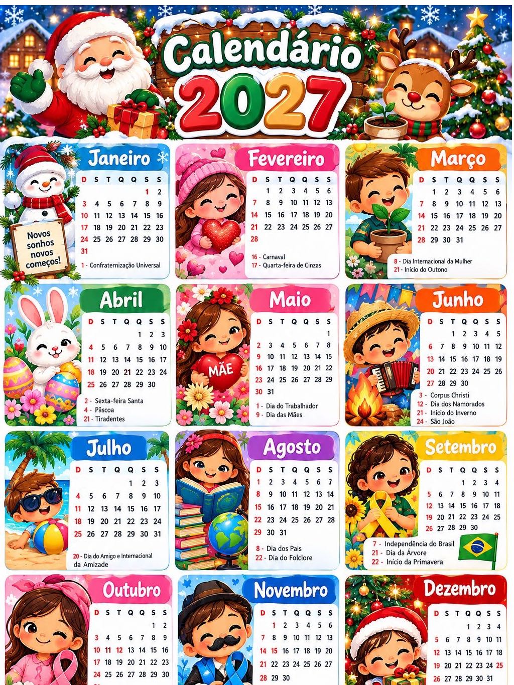 Calendário Natalino 2027 para Imprimir – 12 Meses em A4 — amostra 1: CALENDÁRIO NATALINO 2027 – 12 MESES EM UMA FOLHA A4 Calendário Natalino 2027 para Imprimir – 12 Meses em A4 — amostra 1: CALENDÁRIO NATALINO 2027 – 12 MESES EM UMA FOLHA A4