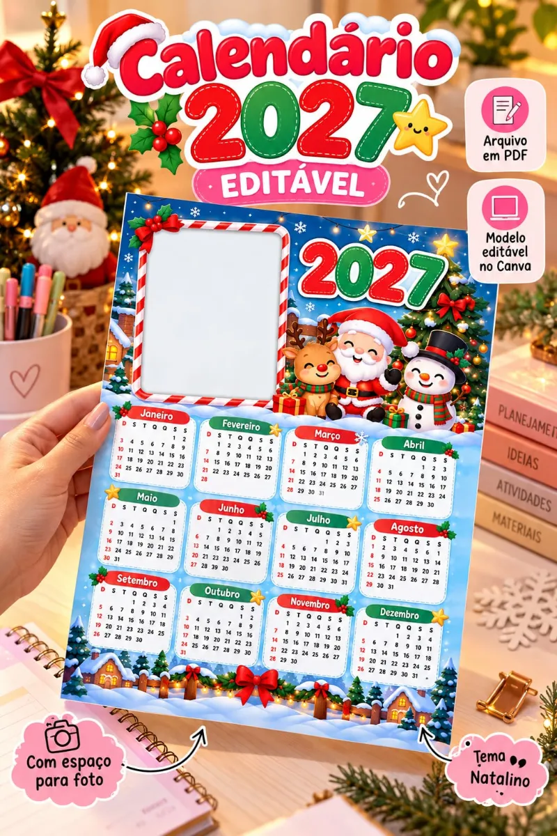 Calendário natalino com foto — Atividades para Educação Infantil: Calendário azul natalino para lembrancinhas