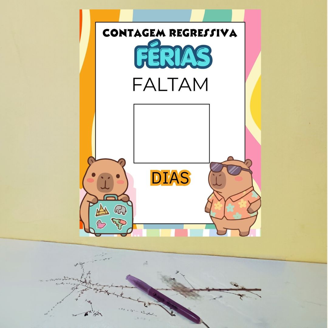 Calendário / painel contagem regressiva para as férias: capivara – Atividade Pedagógica — capa do material