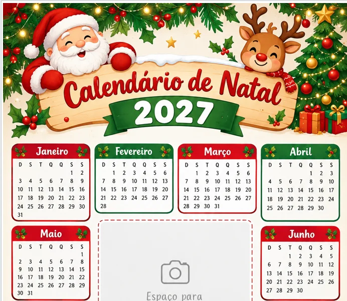 Calendário para 2027 com tema natalino em pdf — capa do material
