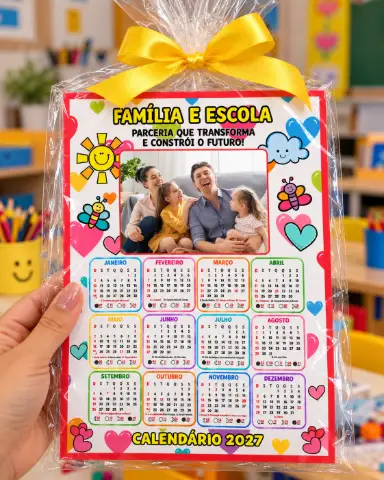 CALENDÁRIO PERSONALIZADO COM FOTO – FAMÍLIA E ESCOLA — amostra 2: Uma lembrancinha útil, especial e cheia de carinho para…