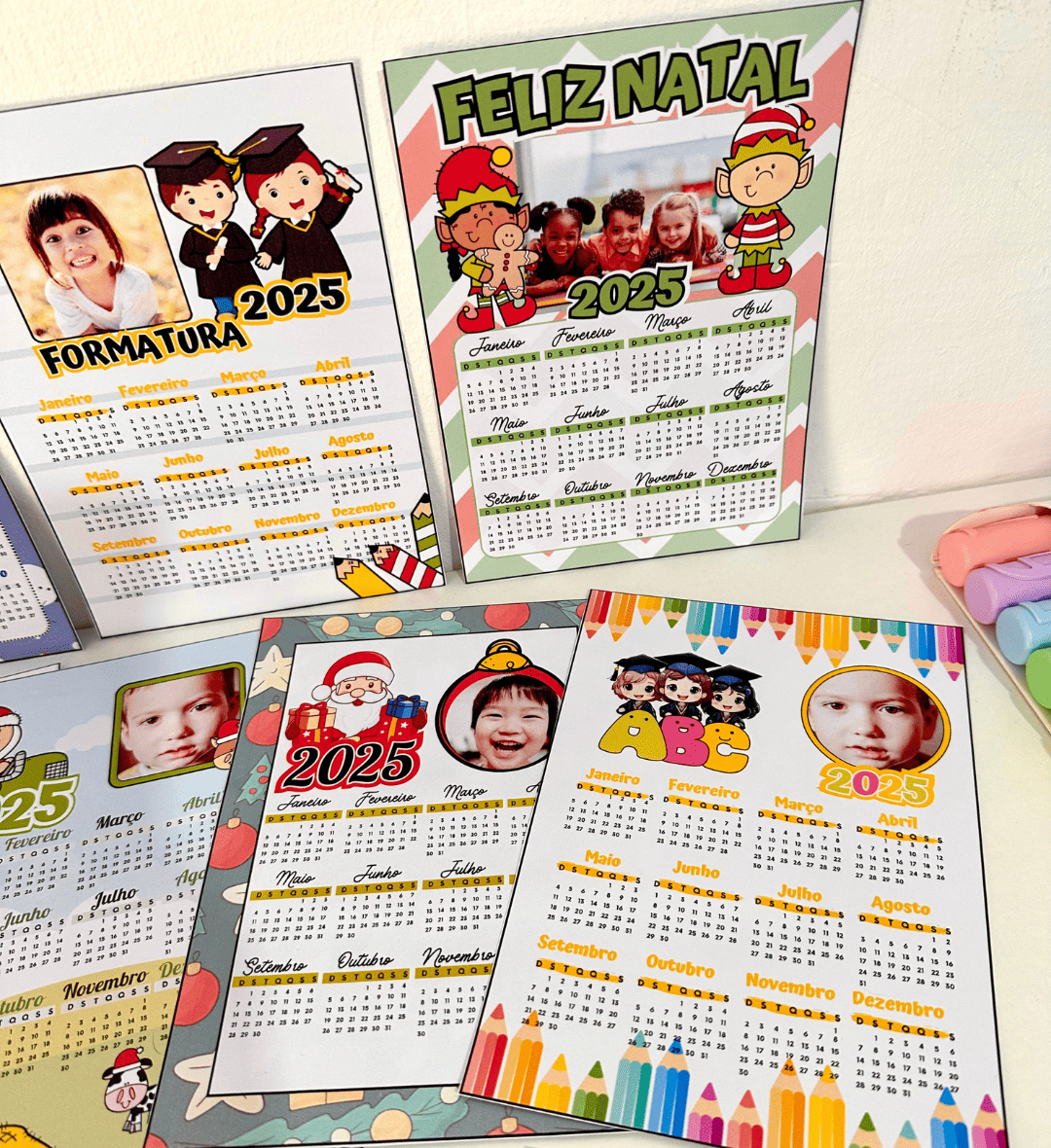 Calendários 2025 com Foto: PDF com 11 Modelos para Personalizar — amostra 2: O que vem no material