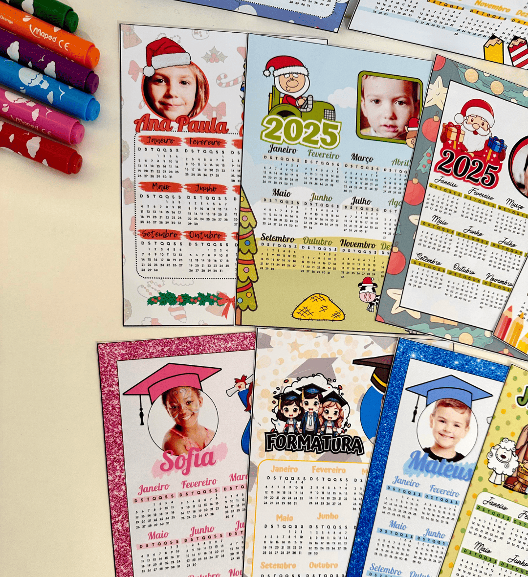 Calendários 2025 com Foto: PDF com 11 Modelos para Personalizar — amostra 5: Personalize calendários de 2025 com a foto das…