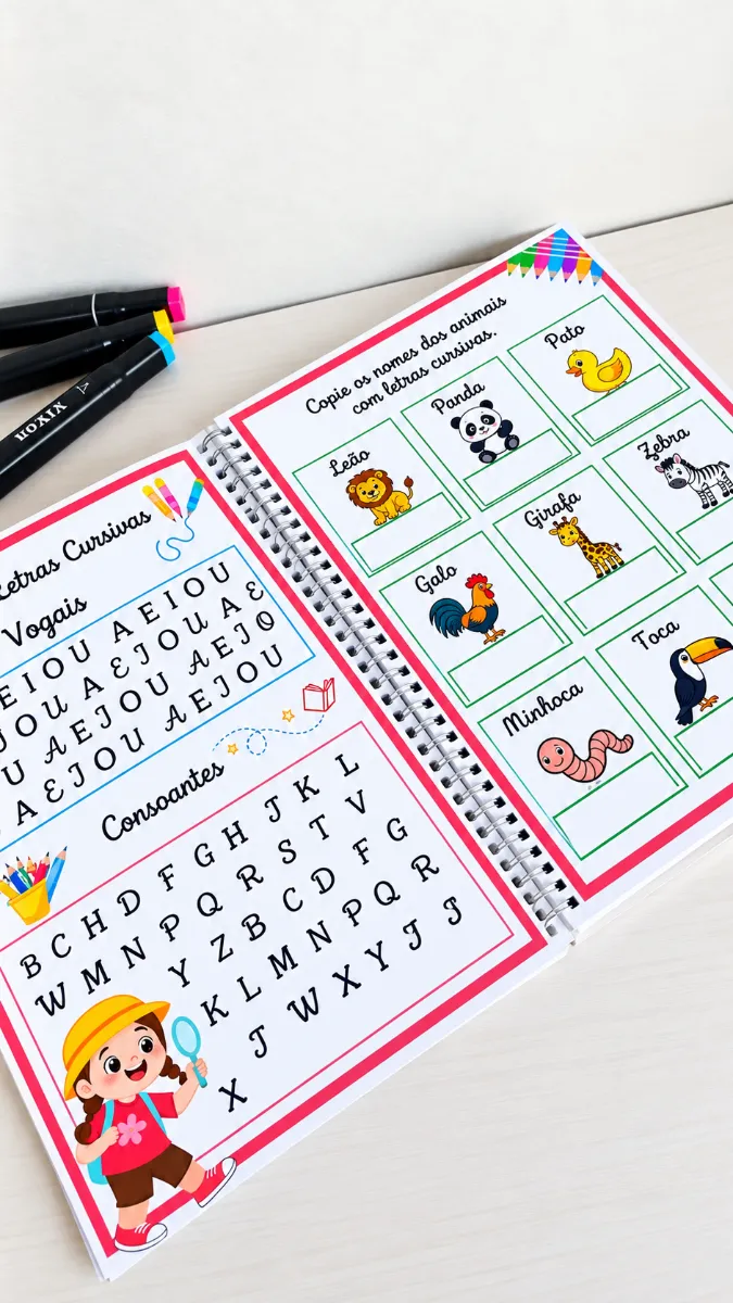 Caligrafia Cursiva – Atividades Para educação Infantil — amostra 2: 📚 O material trabalha