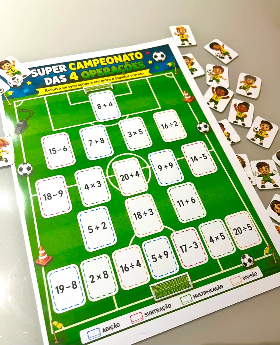 Campeonato das 4 operações - Matemática 2° e 3° anos — amostra 1: Neste recurso, a criança assume o papel de técnico e…