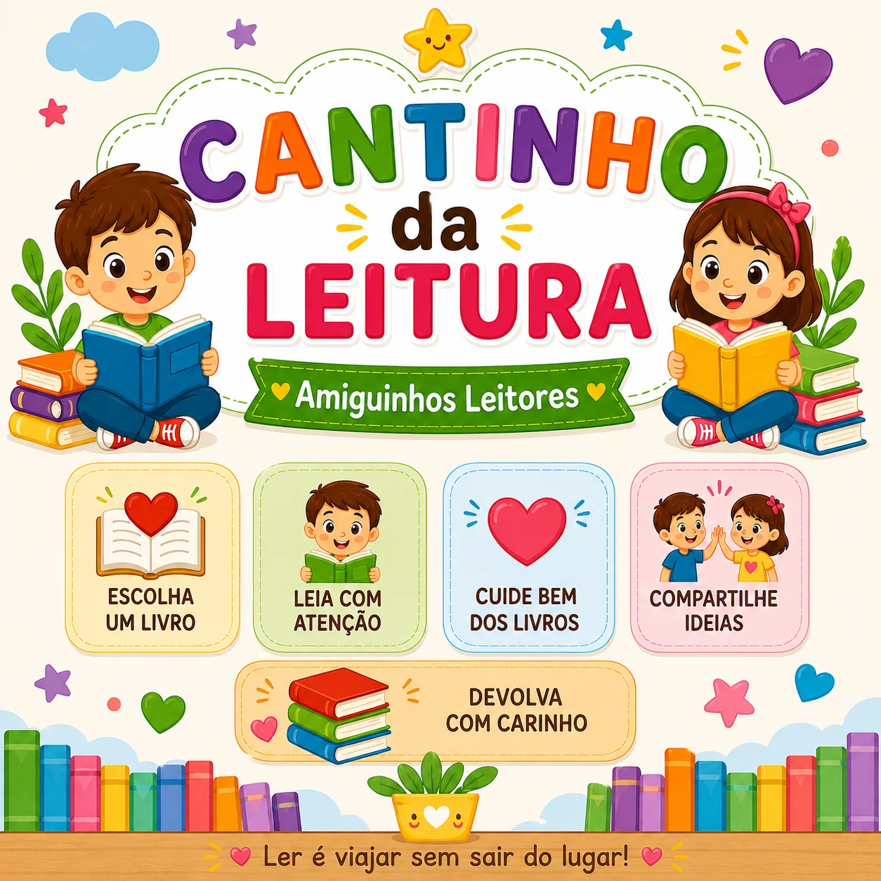 Cantinho da Leitura – Amiguinhos Leitores | Painel Educativo — Alfabetização para Educação Infantil: Cantinho da Leitura –…