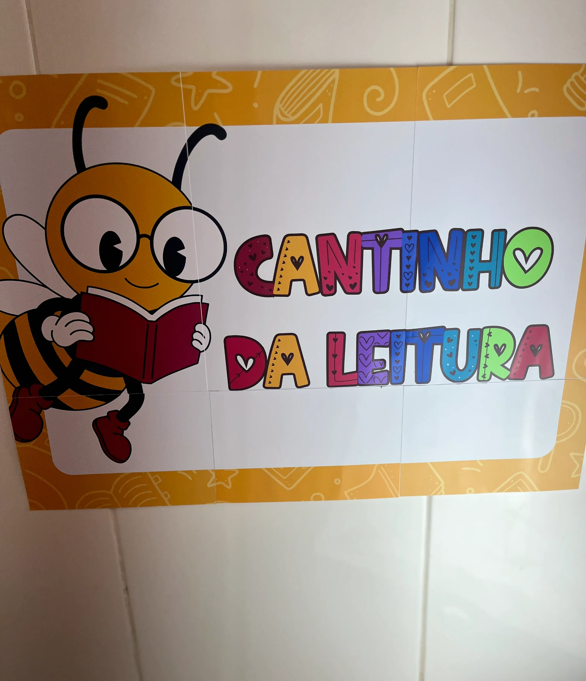 Cantinho da Leitura – Painel para Sala de Aula — amostra 4: Painel colorido Cantinho da Leitura com 8 páginas para imprimir…