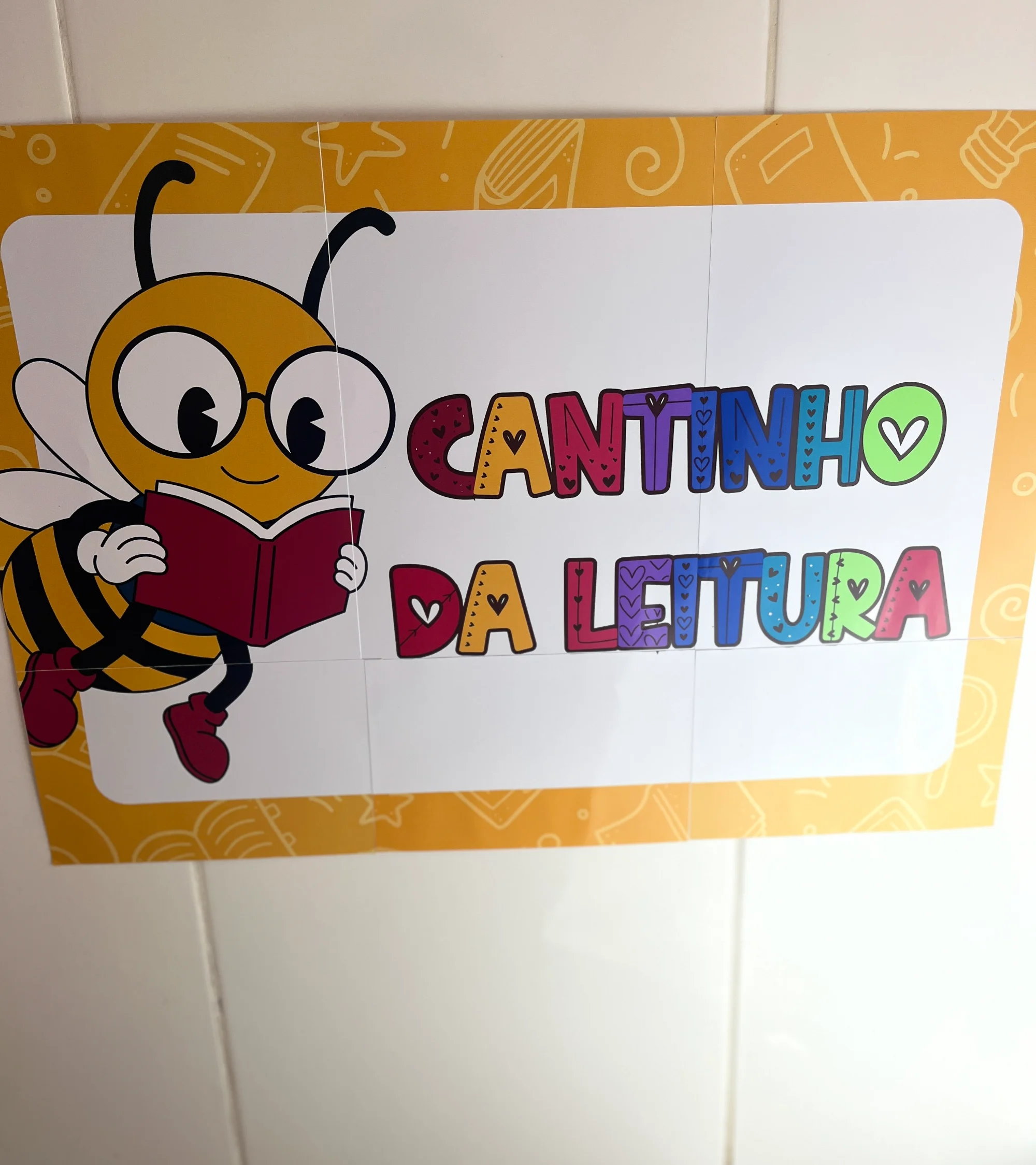 Cantinho da Leitura – Painel para Sala de Aula — amostra 5: Painel colorido Cantinho da Leitura com 8 páginas para imprimir…
