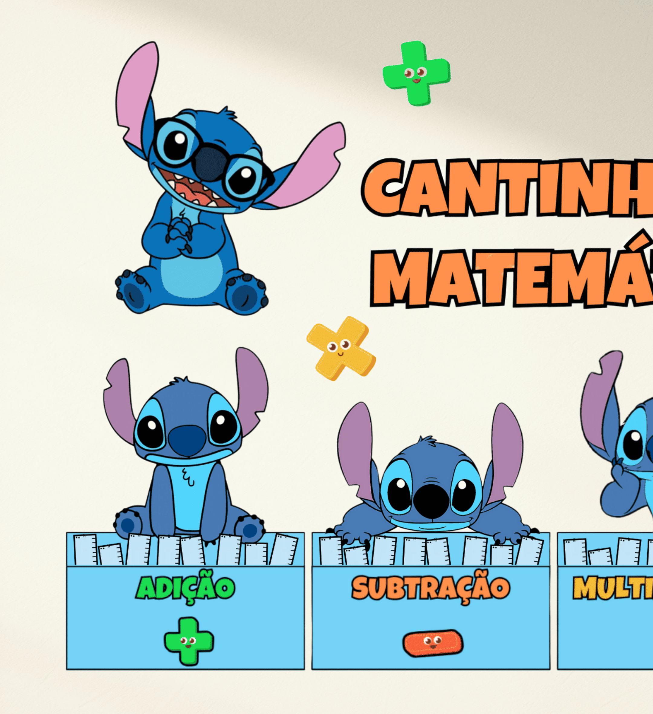 Cantinho da Matemática com tema Stitch: PDF para imprimir — amostra 1: Cantinho da Matemática com tema Stitch