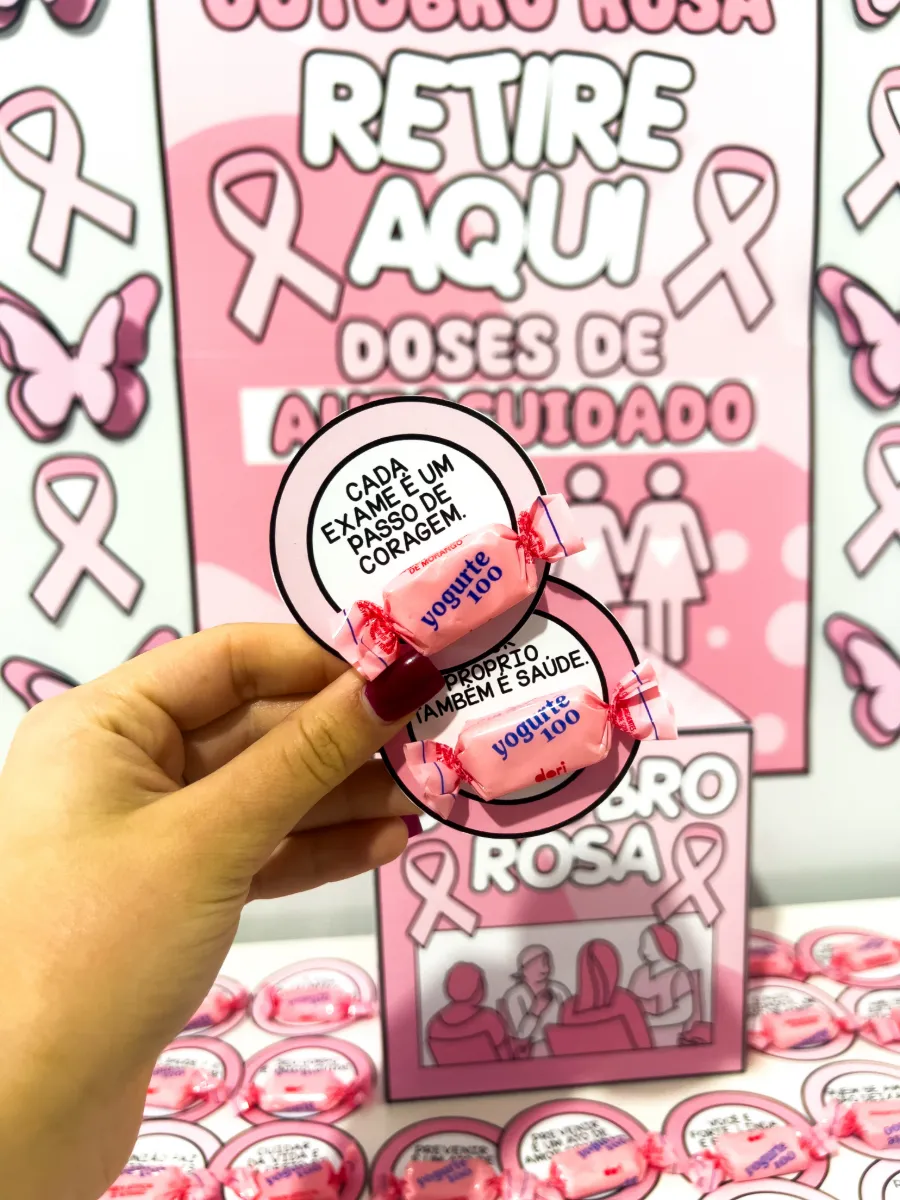 Cantinho Motivacional Outubro Rosa – Fichas e Decoração — amostra 3: Também acompanha cartaz, laços e borboletas para…