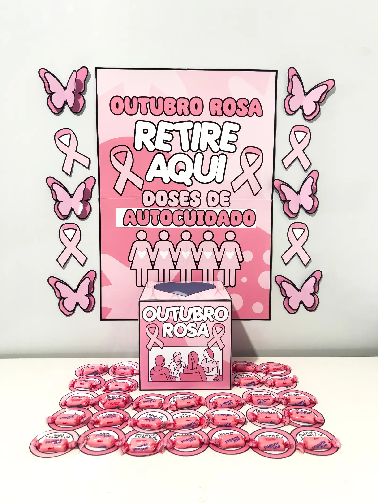 Cantinho motivacional Outubro Rosa – Material Pedagógico — amostra 1: O que vem no material