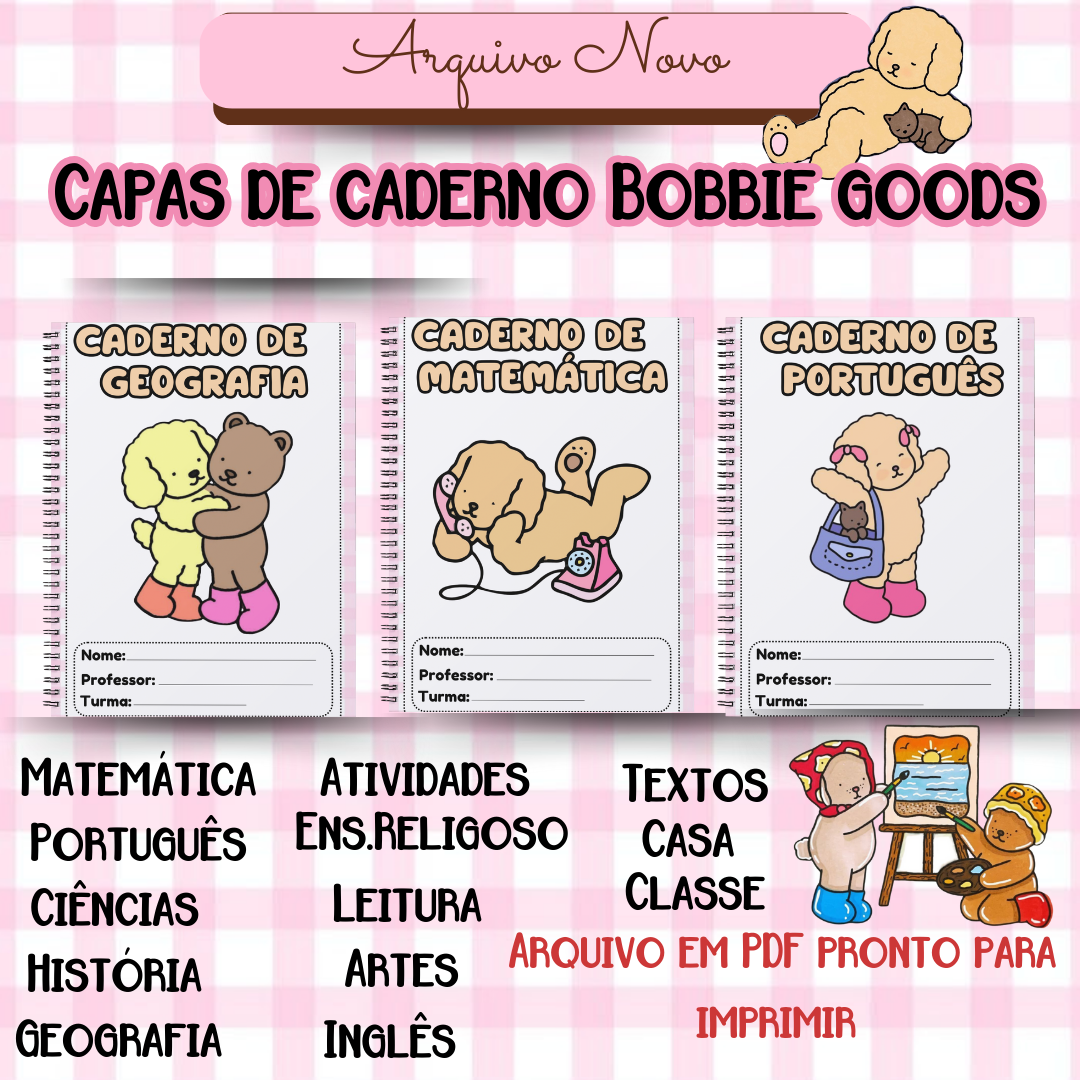 Capa para caderno: bobbie goods – PDF para Imprimir — capa do material