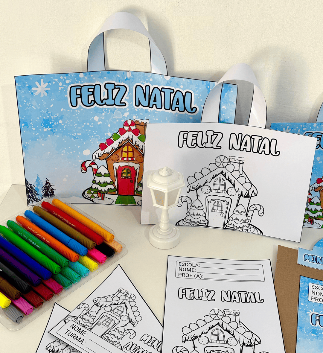 Capas de Atividades de Natal: Kit Casinha para Imprimir — amostra 2: O que está incluído no PDF